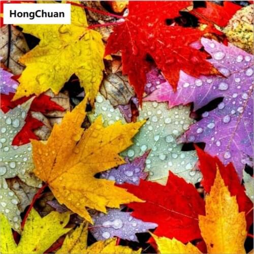 Fast delivery colorful maple leaf high-end 5D DIYsquare/round diamond paintingmosaic diamondcross stitch home decorationart gift