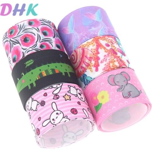 DHK 1.5'' 5yards animal elephant sea Printed Grosgrain Ribbon Accessory Hairbow Headwear Decoration DIY Wholesale 38mm E1710