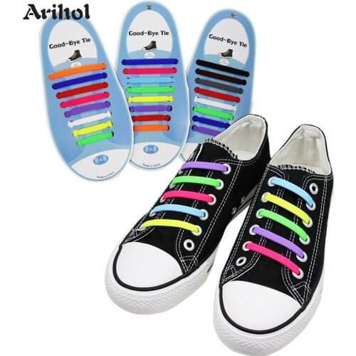 16PCS Gel No Tie Elastic Shoelaces for Adult Candy Color Lazy Tie-less Shoestring Shoes Accessories