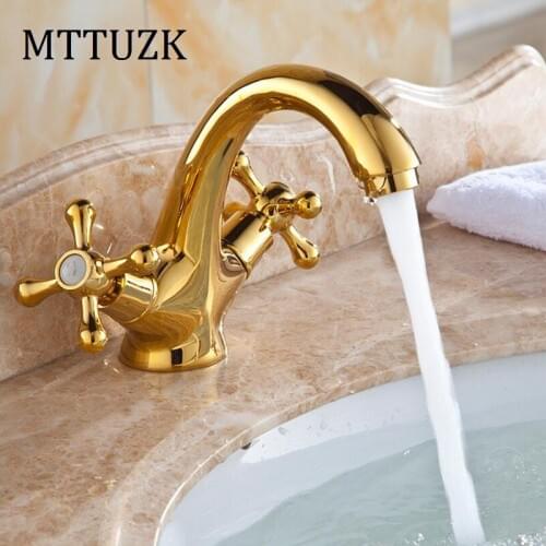 Vidric European long neck rose gold brass sitting mounted 2 holder single hole basin faucet hot cold mixer tap bathroom faucet