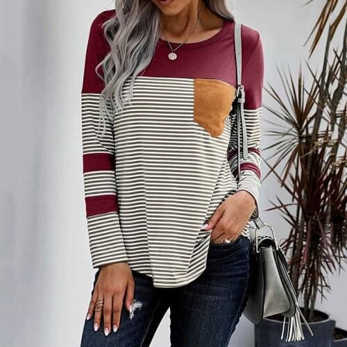 Womens T Shirt Patchwork Stripe Slim Women Tops And Blouses Casual Streetwear Fashion Korean Basic Clothes Blouses Feminina