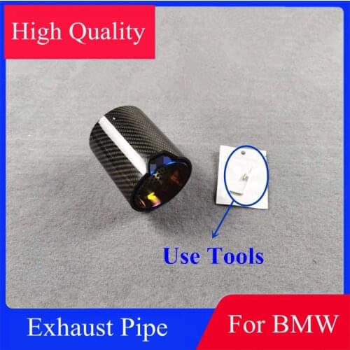One PCS Glossy Carbon Exhaust Tips For BMW F90 M5 M Performance Exhaust Muffler Tailtip Pipe With Tool