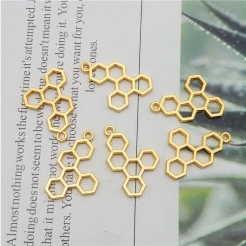 Julie Wang 10PCS Hollow Honeycomb Charms Gold Color Hive Pendants Alloy Necklace Bracelet Jewelry Making Accessory
