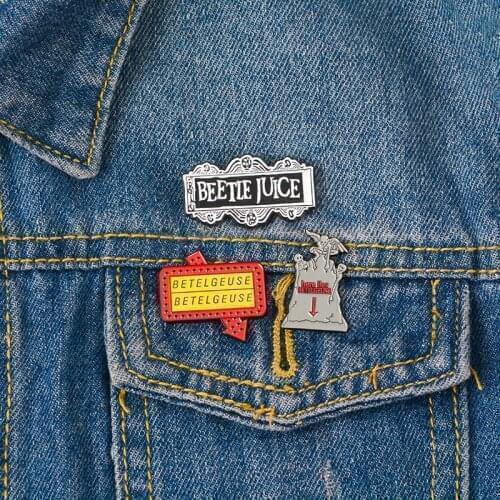 Billboard skeleton tombstone indicating road sign exaggerated brooch suitable for gothic funny artist clothes jewelry gift