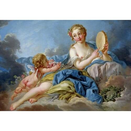 Free shipping classical nude angels flower landscape canvas painting oil painting printed on canvas wall art decoration picture