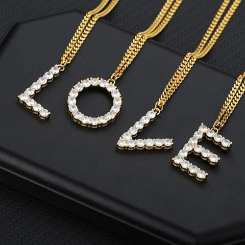 Classic A-Z Letter Zircon Crystal Pendant Necklace For Women Men Stainless Steel Chain Choker Charm Jewelry Party Couple Gift