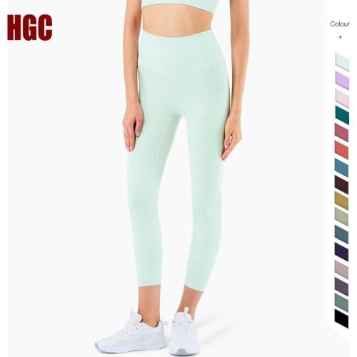 HGC Yoga Pants Women Naked Feel High Waist NO Front Seam Sport Leggings Fitness Elastic Squat Proof Workout Sexy Slim GYM Tights