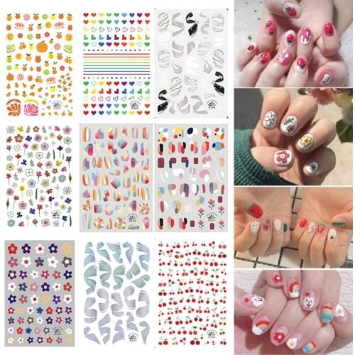 Cute 3D Manicure Nail Sticker DIY Nail Decoration Sticker Fruit Stick Hollow Nail Sticker Ultra Thin Waterproof Manicure Sticker