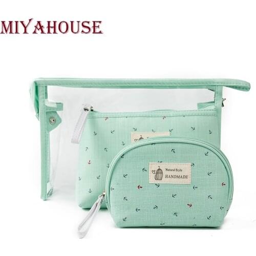 Miyahouse Hot Sale 3 pcs/set Make Up Bags Women Jelly Cosmetic Bag Fashion Waterproof Transparent Makeup Pouch Beauty Bags