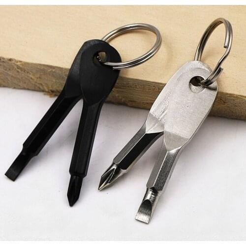 Multifunctional EDC Mini Screwdriver Keychain Stainless Steel Precision Cast Steel Mini Slotted Screwdrive Pocket Repair Tools