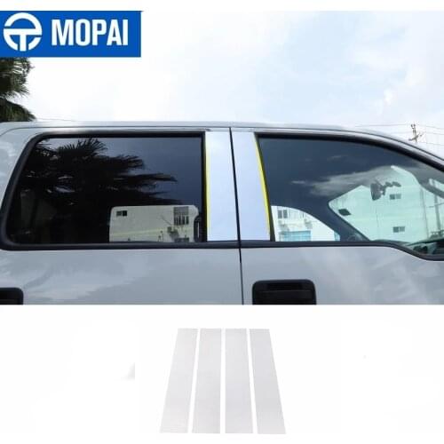 MOPAI Car Window Middle Pillar Plate Decoration Cover for Ford F150 Raptor 2009 2010 2011 2012 2013 2014 Chrome Car Accessories