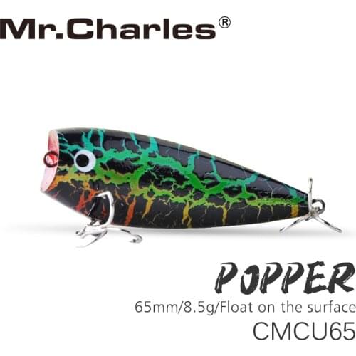 Mr.Charles CMCU65 popper Lure 65mm 8.5g Float on the surface Swimbait Hard Bait High Carbon Steel Hook