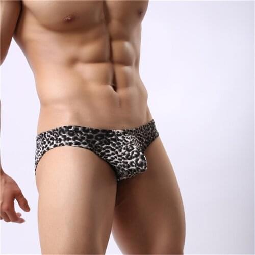 Men Briefs Sexy Leopard Print Men Underwear Penis Pouch Panties Mens Bikini Briefs