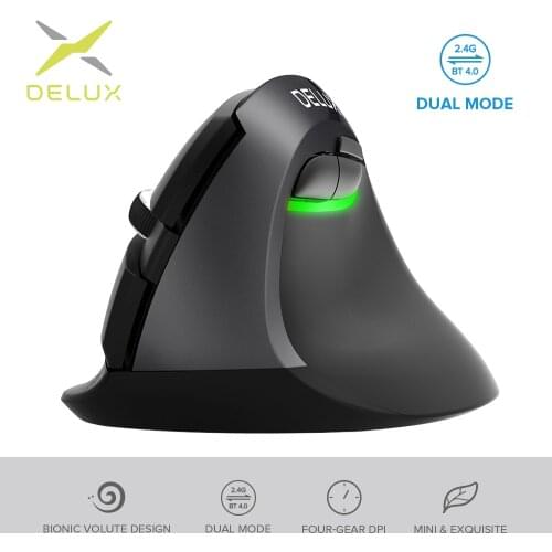 Delux M618Mini GX Ergonomic Wireless 2.4GHz Mouse 1600 DPI Vertical Mice 6 Buttons For Computer and Laptop