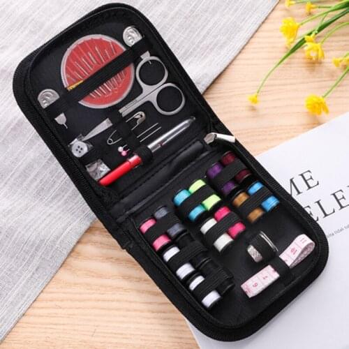 Set of 27 Sewing Kit Including Needle Thread Measure Scissor Threader Sewing Tool Accessories Zipper Bag for Home Adult TS2