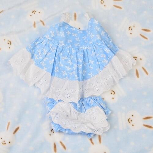 Lifestyle Baby Dolls Clothes 2 pcs Suit Design For 22 or 23 Inch Reborn Dolls Blue Rose Dress Doll Accessories Toddler Gift