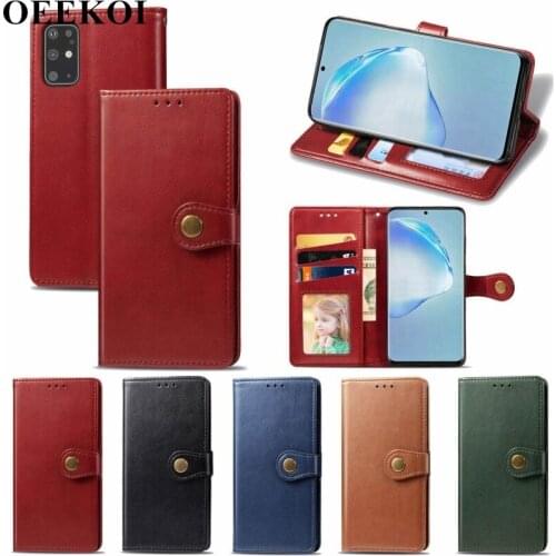 OEEKOI Pure Color PU Leather Wallet Flip Cover Case for Samsung Galaxy S20 Plus