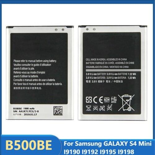 Original Replacement Phone Battery B500BE For Samsung GALAXY S4 Mini I9190 I9192 I9195 I9198 S4Mini With NFC 4Pins 1900mAh