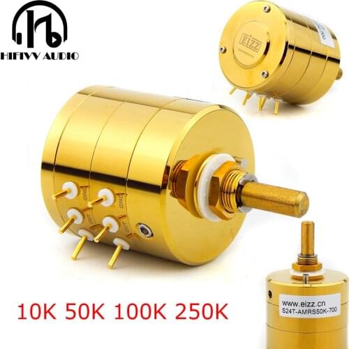 HI END EIZZ Potentiometer switch EIZZ Premium Gold 24 Steps Attenuator Dual-Unit Stereo Volume Potentiometer Gold Plated pin