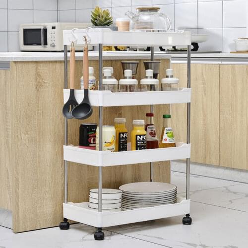 2/3/4 Layers Bathroom Toilet Kitchen Storage Shelf Rack Movable Space Saving Organizer Trolley Home Kitchen Storage Rack Tool