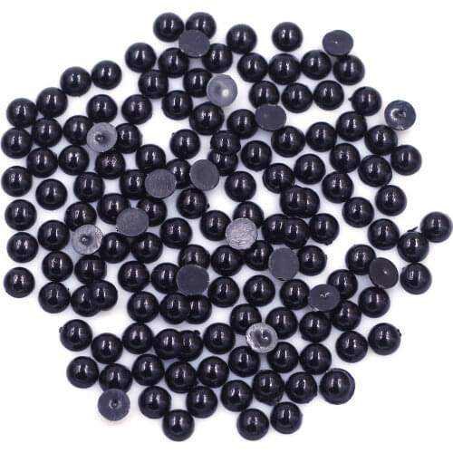 100-1000Pcs Resin Imitation Flatback Pearl Bead Black Semicircle For Nail Art DIY Craft Jewelry Cameo Cabochon Decoration 2-10mm