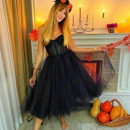 Simple Black Cocktail Dresses Sweetheart Tea Length Arabic Women Prom Gowns Custom Made Formal Dress for Wedding Party