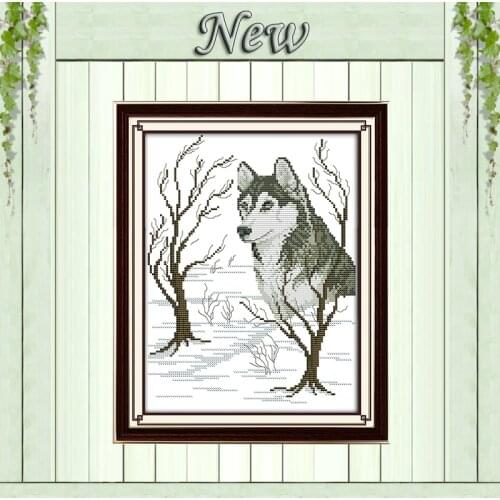 Sled dog animals winter decor painting diy counted printed on canvas DMC 11CT 14CT kits Cross Stitch embroidery needlework Sets