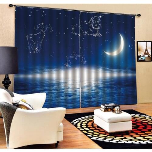 Blue curtains moon curtain 3D Blackout Curtains For Living room Bedding room Drapes Cotinas para sala