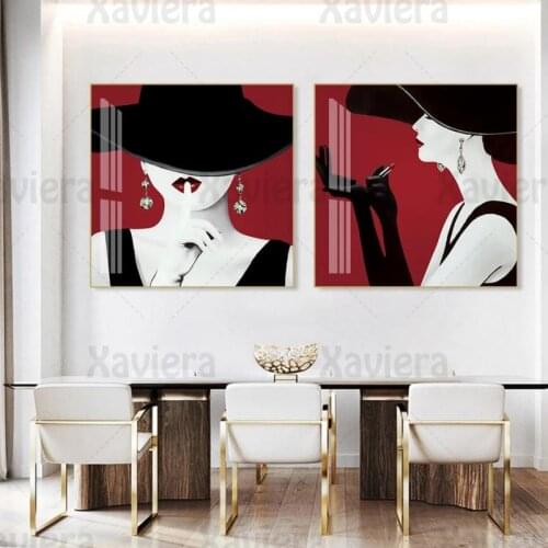 Modern Fashion Sexy Woman Canvas Painting Wall Art Square Posters and Prints Pictures for Living Room Home Decoration Gallery
