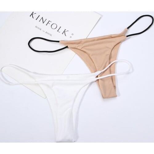 Thin Strap Women Thongs G Strings Low Rise Sexy Female Tanga Bandage Cotton Bikini Underwear Briefs S-XL Solid Color Panties