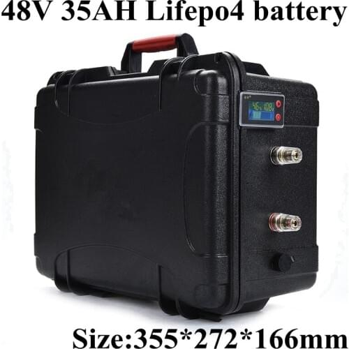 Waterproof 48v 35Ah Lifepo4 battery Lithium iron phosphate battery Electric Bike scooter bike power 2000w with BMS + 10A Charger