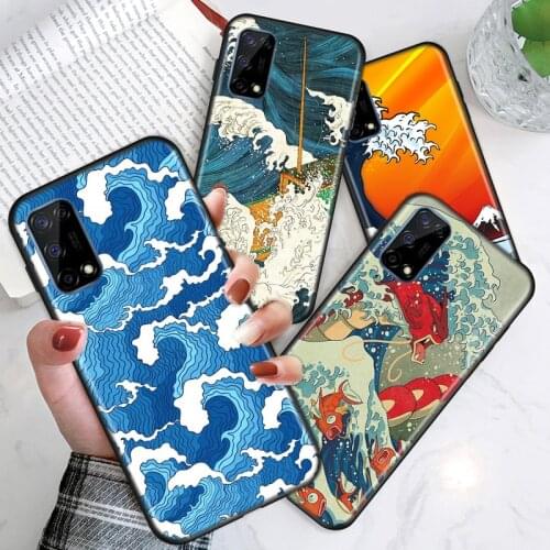 Japanese Wave Art For Realme V15 X50 X7 X3 superzoom X2 C17 C11 C3 7i 7 6i 6S 6 5 Narzo 20 5G Pro Soft Phone Case