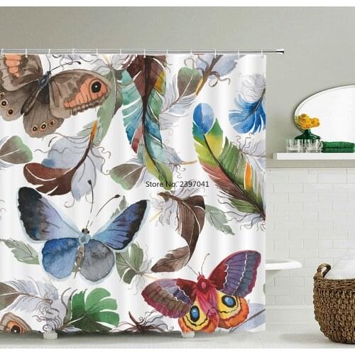Beautiful Butterfly Polyester Fabric Shower Curtains Home Decor Multi-size Shower Curtain Waterproof Shower Curtain for Bathroom