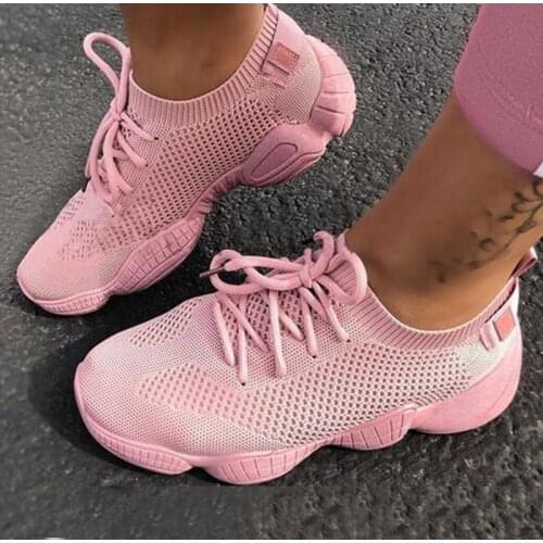 Womens Autumn Footwear Light Sneakers Running Shoes Mesh Breathable Ladies Vulcanized 2020 Lace Up Casual Woman Flat Shoes New
