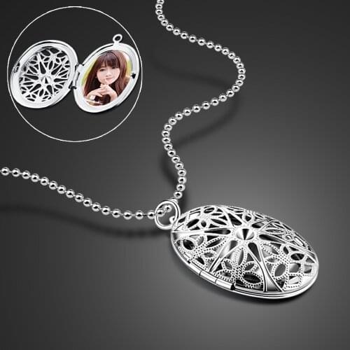 Fashion free custom photo Necklace & Pendant 100% 925 Sterling silver Jewelry Vintage Silver Chain Choker Gift for Women