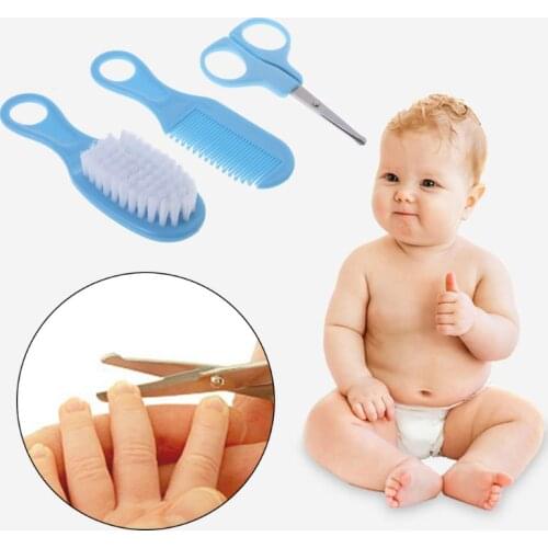 1 Set Baby Grooming Brush Comb Scissors Nail Cutter Newborn Nursing Care Kids Children Supplies Portable Soft Bristle
