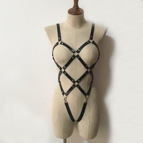 2019 Fashion Punk Goth Lingerie leather material harness Belts for Women Hot Suspenders Sexy Nightclub Women Bondage