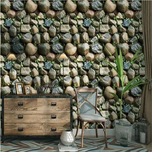 3D Wall Stick Brick Wallpaper Stone Khaki/Red/Blue Prepasted Contact Paper Bedroom Decor Self-adhesive Wall Stickers