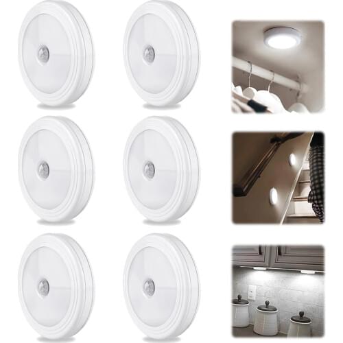 6PCS Motion Sensor Closet light Wall Lamp Wireless LED Light Wardrobe Hallway Bathroom Bedroom Storage Kitchen Cabinet Lights