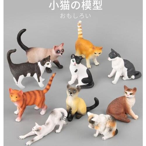 7CM Simulation Cat Pet Model Toys Kitten Siamese Mini Action Figures Toys Home Decor Figurine for Kids Childrens Gift
