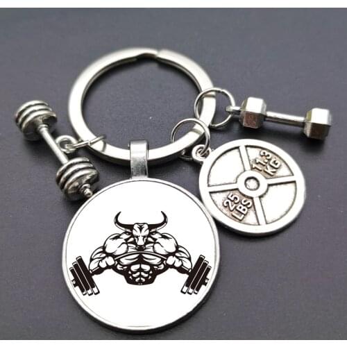 Fitness trainer dome keychain high quality glass piece alloy keychain new style 2021