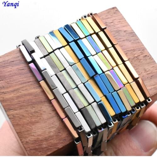 8mm 48pcs/lot Shining Matte colour Natural Stone Hematite Beads Rectangle Square Shape Beads for Jewelry Making Diy Bracelet