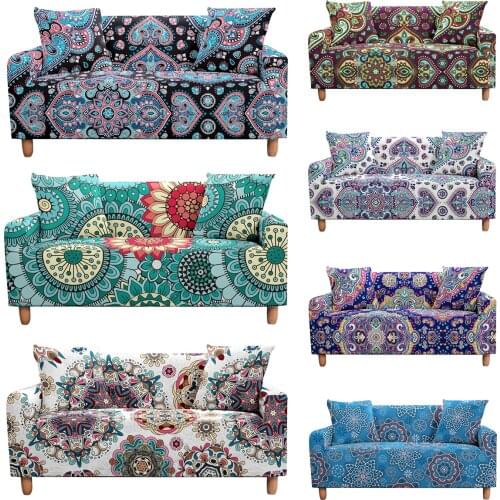 Mandala Sofa Cover Elastic Sofa Cover Living Room Modern Sectional Corner Sofa Slipcover Armchair Couch Cover 1/2/3/4-seater