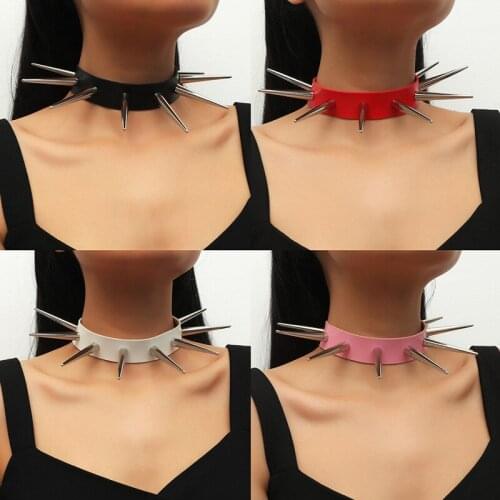 Harajuku Black Goth Choker Necklace Pu Leather Punk Rock Collar Bondage Choker Gothic Jewelry Party Necklace Accessories