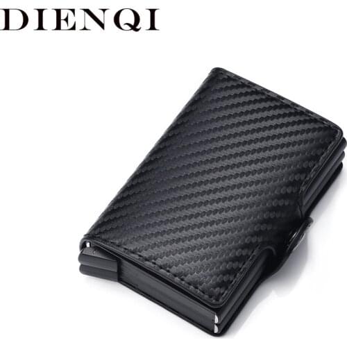 Carbon Fiber Card Holder Wallet Men Rfid Blcoking Multifunctional Double Wallet Black Purse Money Bag Male Customize Walets 2020