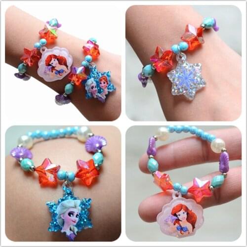 Disney Frozen Childrens Bracelet Cute Cartoon Little Girl Bracelet Baby Accessories Elsa Princess Jewelry Beaded Bracelet
