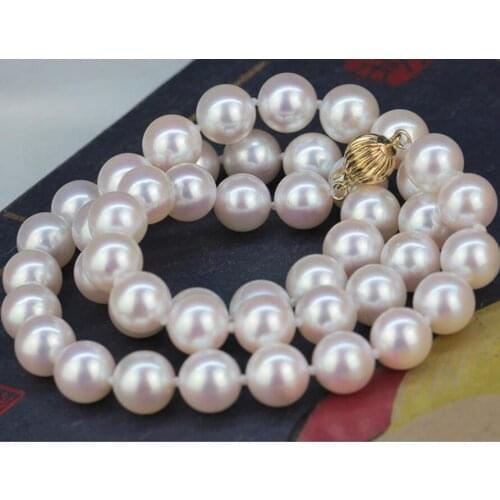 Elegant 10-11mm freshwater round white pearl necklace 18inch