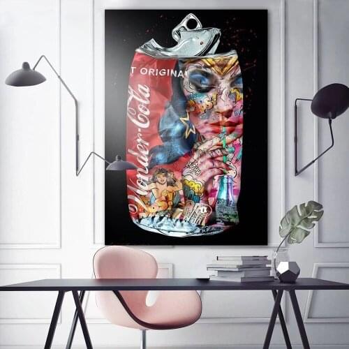 Graffiti Art Frida Cola Pop-top Girl Colorful Drawing Modern Wall Art Oil Painting on Canvas Living Bedroom Home Decor