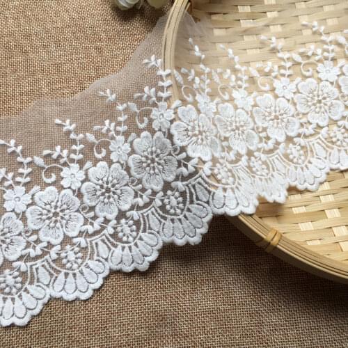 19yards/lot 10cm White Mesh embroidery Lace fabric DIY Garment needlework sewing Handmade accessories dress edge decoration 636