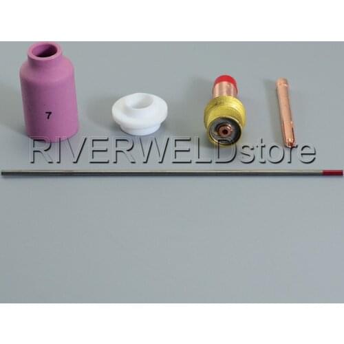 TIG Gas Lens Collet Body KIT Size 3/32" Alumina Nozzles 54N15 Consumables FIT TIG Welding Torch PTA DB SR WP17 18 26 Series, 5PK